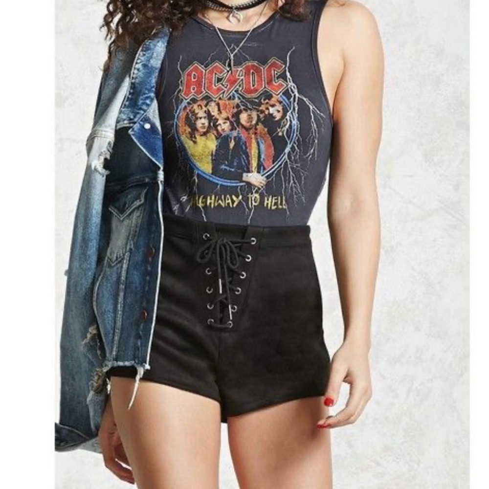 lace up sued shorts